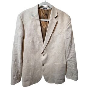 Stafford Tailored Culture Beige Linen Cotton Classic Fit Blazer‎ Jacket 42R